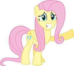 Size: 5635x5014 | Tagged: safe, artist:spier17, imported from derpibooru, fluttershy, pegasus, pony, absurd resolution, cutie mark, female, folded wings, mare, pointing, simple background, smiling, solo, swapped cutie marks, transparent background, vector, wings