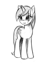 Size: 348x486 | Tagged: safe, artist:fajeh, imported from derpibooru, lyra heartstrings, pony, unicorn, female, grayscale, monochrome, simple background, smiling, solo, white background