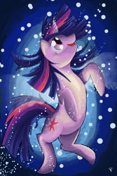 Size: 1024x1536 | Tagged: safe, artist:guephren, imported from derpibooru, twilight sparkle, pony, unicorn, abstract background, female, mare, open mouth, smiling, solo