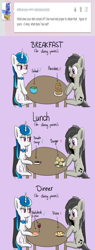 Size: 800x2100 | Tagged: safe, artist:verminshy, imported from derpibooru, dj pon-3, octavia melody, vinyl scratch, bow, food, ponies eating meat, swapped cutie marks, tumblr