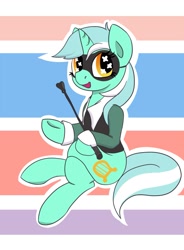 Size: 735x1000 | Tagged: safe, artist:psescape, imported from derpibooru, lyra heartstrings, pony, unicorn, crossed legs, female, hoof hold, mare, mask, riding crop, solo