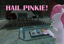 Size: 1280x892 | Tagged: safe, artist:sandwich-anomaly, imported from derpibooru, pinkie pie, 3d, dictator, gmod, text