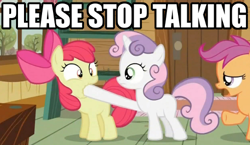 Size: 500x290 | Tagged: safe, imported from derpibooru, apple bloom, scootaloo, sweetie belle, cutie mark crusaders, image macro