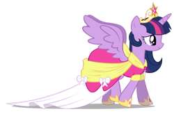 Size: 1104x723 | Tagged: safe, artist:anthocat, artist:pauuhanthothecat, imported from derpibooru, twilight sparkle, alicorn, pony, magical mystery cure, clothes, coronation dress, cute, dress, female, mare, simple background, solo, spread wings, transparent background, twiabetes, twilight sparkle (alicorn), vector, wings