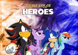 Size: 3510x2459 | Tagged: safe, artist:lightdegel, imported from derpibooru, rainbow dash, twilight sparkle, crossover, friendship, shadow the hedgehog, sonic the hedgehog, sonic the hedgehog (series)