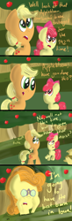 Size: 512x1561 | Tagged: safe, artist:colgatetail, imported from derpibooru, apple bloom, applejack, carrot top, golden harvest, comic