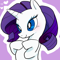 Size: 512x512 | Tagged: safe, artist:tokiwa, imported from derpibooru, rarity, pony, unicorn, blushing, cute, female, heart, mare, pixiv, portrait, raribetes, solo