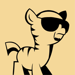 Size: 565x565 | Tagged: safe, artist:belaboy, deleted from derpibooru, imported from derpibooru, zebra, kanye west, monochrome, ponified, simple background, solo, sunglasses, tan background