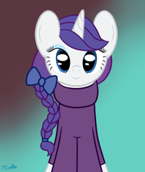 Size: 1300x1550 | Tagged: safe, artist:mtfc1029, imported from derpibooru, rarity, alternate hairstyle, bow, braid, clothes, sweater