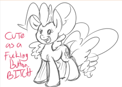 Size: 950x684 | Tagged: safe, artist:leadhooves, imported from derpibooru, pinkie pie, monochrome, sketch, vulgar