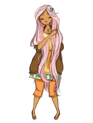 Size: 500x659 | Tagged: safe, artist:lovechafes, imported from derpibooru, fluttershy, human, hippie, hippieshy, humanized