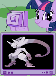 Size: 564x764 | Tagged: safe, imported from derpibooru, twilight sparkle, mewtwo, exploitable meme, mega evolution, mega mewtwo y, obligatory pony, pokémon x and y, tv meme, twiface