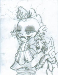 Size: 424x544 | Tagged: safe, artist:sparkafterdark, imported from derpibooru, spike, sweetie belle, crossdressing, makeover