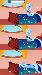 Size: 1280x2254 | Tagged: safe, artist:ask-twixie, imported from derpibooru, smarty pants, trixie, ask, bed, clothes, comic, crying, lonely, sad, socks, tumblr
