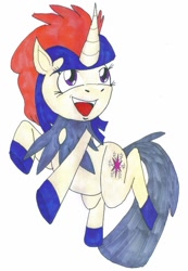 Size: 542x782 | Tagged: safe, artist:gojira007, imported from derpibooru, twilight sparkle, keldeo, crossover, fusion, pokémon, ponified, traditional art