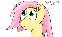 Size: 2500x1500 | Tagged: safe, artist:regxy, imported from derpibooru, fluttershy, pony, alternate hairstyle, confused, female, solo