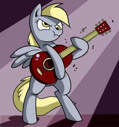 Size: 1388x1470 | Tagged: safe, artist:mickeymonster, artist:rex42, imported from derpibooru, derpy hooves, pegasus, pony, female, guitar, mare, musical instrument, recolor, solo