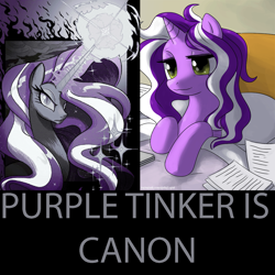 Size: 1300x1300 | Tagged: safe, imported from derpibooru, nightmare rarity, oc, oc:purple tinker, spoiler:comic, op is a duck, op is beyond stupid