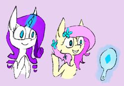 Size: 500x348 | Tagged: safe, artist:shinyarmor, imported from derpibooru, fluttershy, rarity, alternate hairstyle, makeover