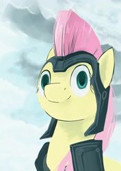 Size: 2480x3507 | Tagged: safe, artist:quiet-victories, imported from derpibooru, fluttershy, private pansy, armor, crazy eyes