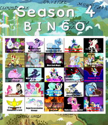 Size: 1566x1814 | Tagged: safe, imported from derpibooru, apple bloom, bon bon, diamond tiara, flam, flim, fluttershy, gilda, king sombra, lyra heartstrings, mare do well, pinkie pie, princess celestia, princess skyla, rainbow dash, rarity, silver spoon, spike, star swirl the bearded, sweetie drops, trixie, twilight sparkle, oc, oc:fausticorn, oc:nyx, oc:ticket, griffon, season 4, bingo, dan, dark magic, elements of harmony, flim flam brothers, sombra eyes, sombrageist, text, tiara ultima, twilight sparkle (alicorn), tyrant sparkle