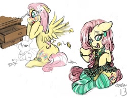 Size: 877x677 | Tagged: safe, artist:666hailsatanlol666, imported from derpibooru, angel bunny, fluttershy, clothes, socks, striped socks