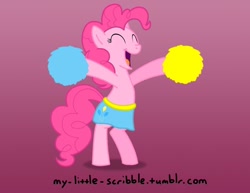 Size: 792x612 | Tagged: safe, artist:scribble, imported from derpibooru, pinkie pie, pony, 30 minute art challenge, bipedal, cheerleader, female, solo