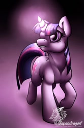 Size: 700x1059 | Tagged: safe, artist:chubby-kirin, artist:japandragon, imported from derpibooru, twilight sparkle, pony, unicorn, female, glowing horn, light spell, magic, mare, solo