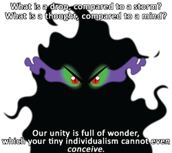 Size: 906x806 | Tagged: safe, artist:fureox, imported from derpibooru, king sombra, umbrum, eyes, image macro, quote, reference, shadow, system shock, the many