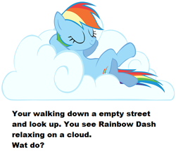 Size: 500x460 | Tagged: safe, imported from derpibooru, rainbow dash, bronybait, cloud, meta, what do