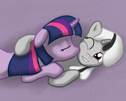 Size: 1280x1024 | Tagged: safe, artist:sharpy, imported from derpibooru, twilight sparkle, oc, oc:badluck dice, blushing, canon x oc, female, lesbian, nuzzling, prpg, shipping, snuggling