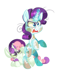 Size: 544x728 | Tagged: safe, artist:circustent, imported from derpibooru, rarity, sweetie belle, big sister instinct, dirty