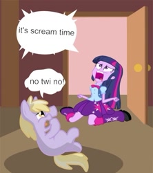 Size: 600x675 | Tagged: safe, imported from derpibooru, dinky hooves, twilight sparkle, equestria girls, equestria girls (movie), exploitable meme, goofy time, twiscream