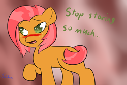 Size: 1000x667 | Tagged: safe, artist:boltswift, imported from derpibooru, babs seed, blushing, embarrassed, female, foal, solo