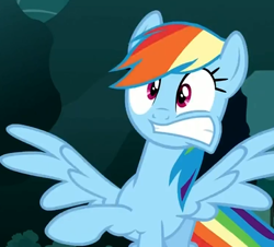 Size: 443x400 | Tagged: safe, imported from derpibooru, screencap, rainbow dash, magic duel, female, out of context, solo, surprised