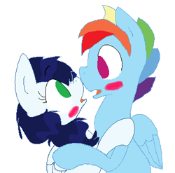 Size: 372x368 | Tagged: safe, artist:rasowiec, imported from derpibooru, rainbow dash, soarin', female, glide, glideblitz, male, rainbow blitz, rule 63, shipping, soarindash, straight