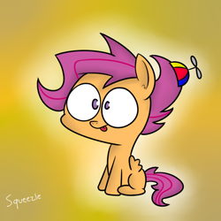 Size: 800x800 | Tagged: safe, artist:squeezle, imported from derpibooru, scootaloo, female, hat, propeller hat, solo, tongue out