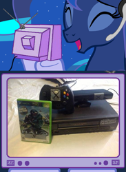 Size: 563x769 | Tagged: safe, imported from derpibooru, princess luna, gamer luna, exploitable meme, seems legit, tv meme, vcr, xbox one