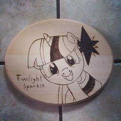 Size: 1944x1944 | Tagged: safe, artist:chui92, imported from derpibooru, twilight sparkle, pyrography, solo, woodwork