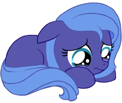 Size: 1280x1080 | Tagged: safe, artist:bigshot232, imported from derpibooru, princess luna, earth pony, pony, crying, cute, female, filly, prone, sad, simple background, solo, transparent background, vector, woona