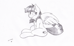 Size: 1111x692 | Tagged: safe, artist:joey darkmeat, imported from derpibooru, wild fire, pony, female, monochrome, solo, traditional art