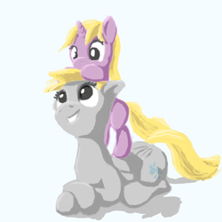 Size: 800x800 | Tagged: safe, artist:odooee, imported from derpibooru, derpy hooves, dinky hooves, pegasus, pony, equestria's best mother, female, mare, sitting