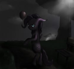 Size: 800x742 | Tagged: safe, artist:potheadsam, imported from derpibooru, pinkie pie, balloon, crying, dark, lonely, night, standing