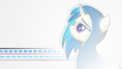 Size: 1920x1080 | Tagged: safe, artist:kibbiethegreat, imported from derpibooru, dj pon-3, vinyl scratch, pony, unicorn, clothes, female, glasses, hoodie, horn, mare, smiling, solo, text, vector, wallpaper