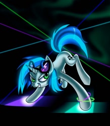 Size: 835x957 | Tagged: safe, artist:myhysteria, imported from derpibooru, dj pon-3, vinyl scratch, dancing, female, glow, glowing, glowstick, laser, solo