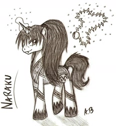 Size: 1545x1672 | Tagged: safe, artist:rossmaniteanzu, imported from derpibooru, pony, unicorn, inuyasha, magic, naraku, ponified, sketch