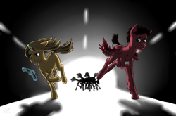 Size: 2060x1361 | Tagged: safe, artist:kudalyn, imported from derpibooru, zombie, backlighting, julie grigio, ponified, r, silhouette, warm bodies