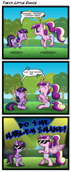 Size: 2000x4808 | Tagged: safe, artist:gray--day, imported from derpibooru, princess cadance, twilight sparkle, alicorn, pony, unicorn, alternate ending, bipedal, clapping, comic, crossed arms, crossed hooves, duo, duo female, female, filly, filly twilight sparkle, grin, harlem shake, high res, smiling, sunglasses, sunshine sunshine, teen princess cadance, unicorn twilight, younger