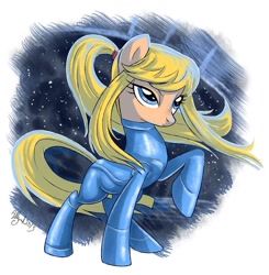 Size: 783x800 | Tagged: safe, artist:yulyeen, imported from derpibooru, pony, metroid, nintendo, ponified, samus aran, solo, zero suit