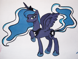 Size: 613x471 | Tagged: safe, artist:solvernia, imported from derpibooru, princess luna, female, simple background, solo, traditional art